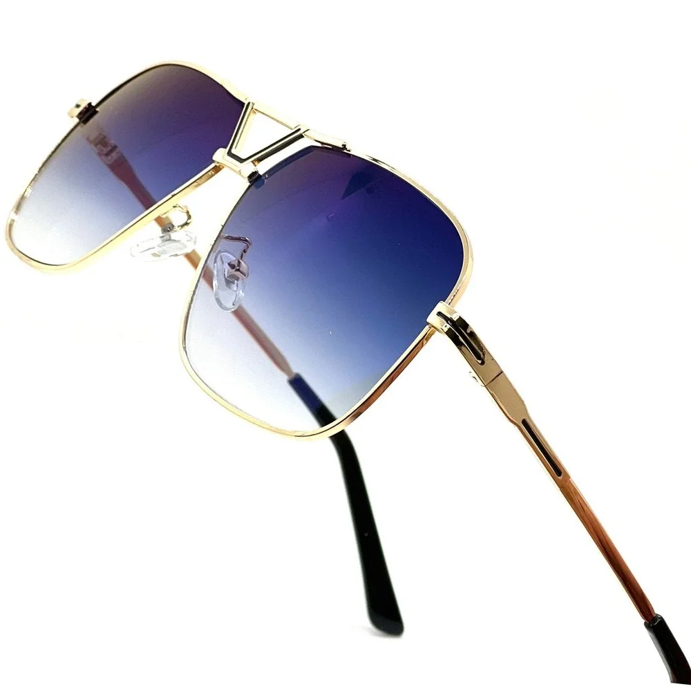 Aviator Sunglasses Gold Frame Blue Mirror Lens Fashion Sun Glasses Retro Classic